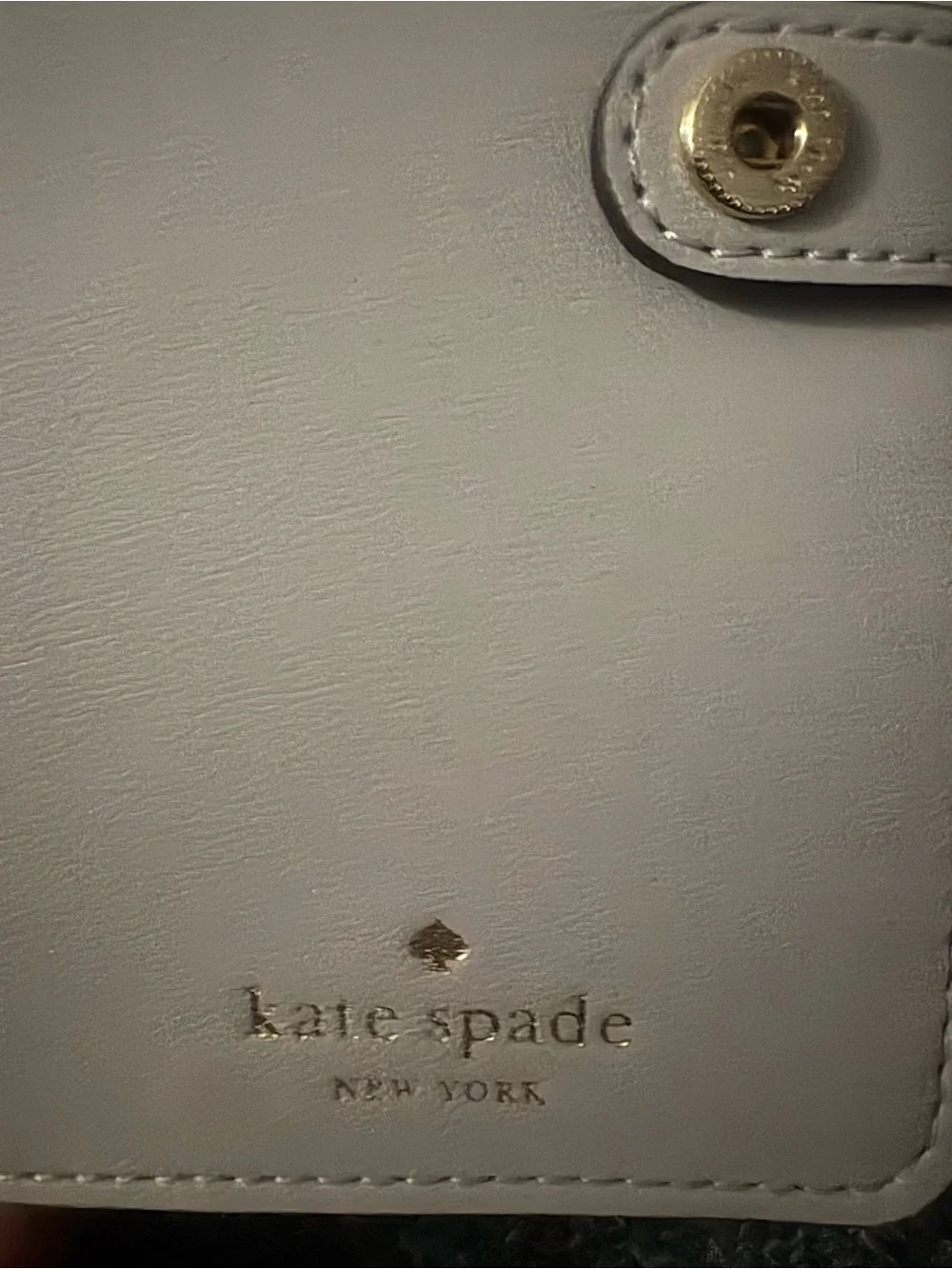 kate spade Metallic Silver Compact Wallet with Gold Logo